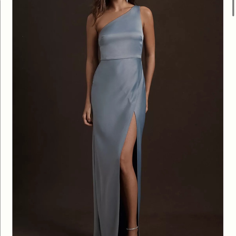 NWT BHLDN Dusty Blue One Shoulder Dress